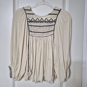 ​Free People Embroidered Boho Peasant Blouse - Large